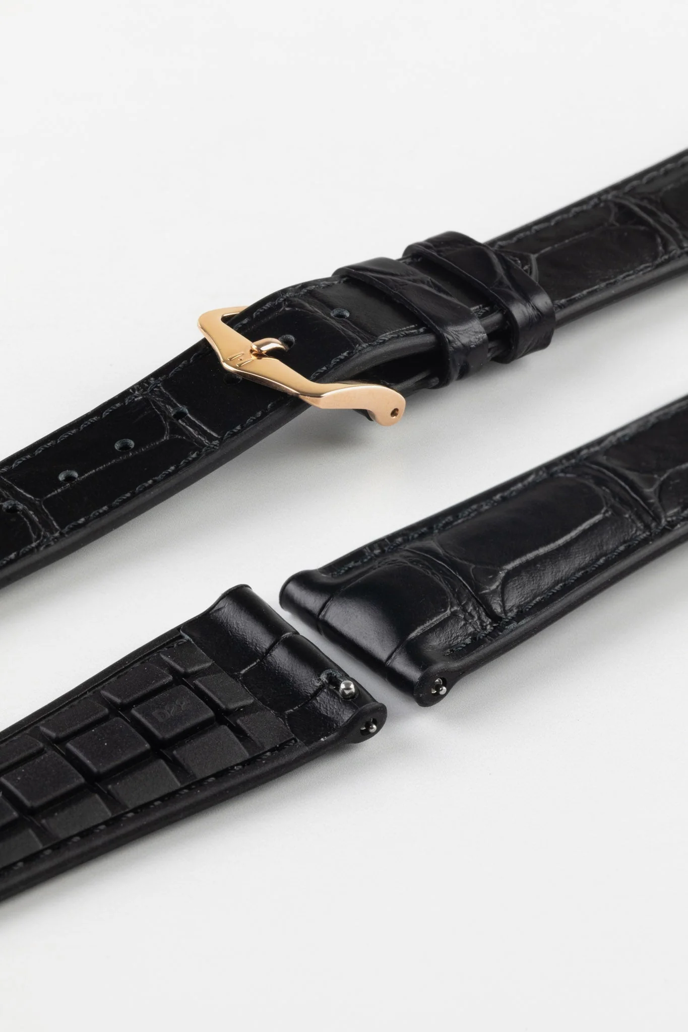 Hirsch IAN Louisiana Alligator Leather Performance Watch Strap - BLACK - Image 9