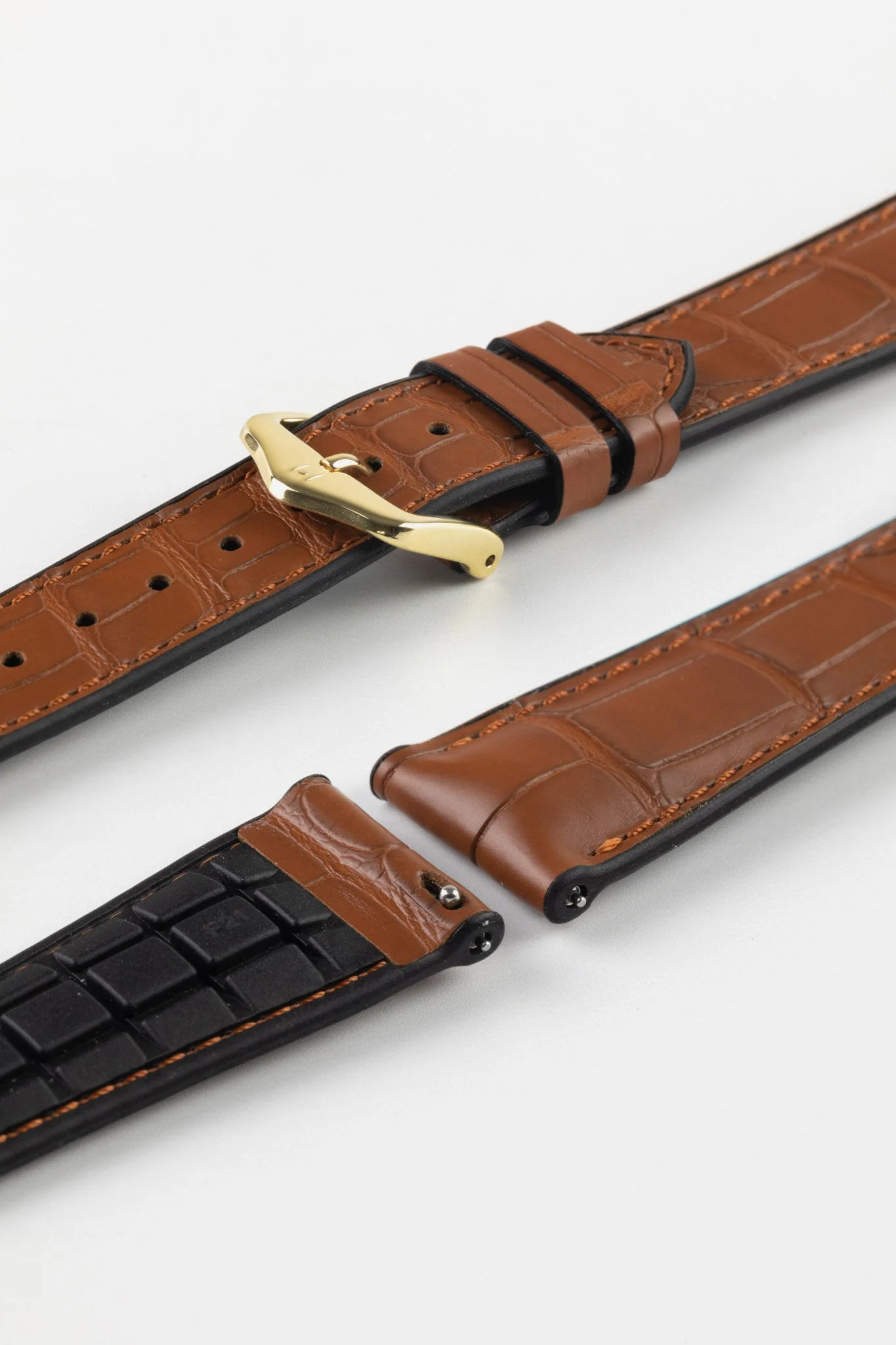 Hirsch IAN Louisiana Alligator Leather Performance Watch Strap - GOLD BROWN - Image 8