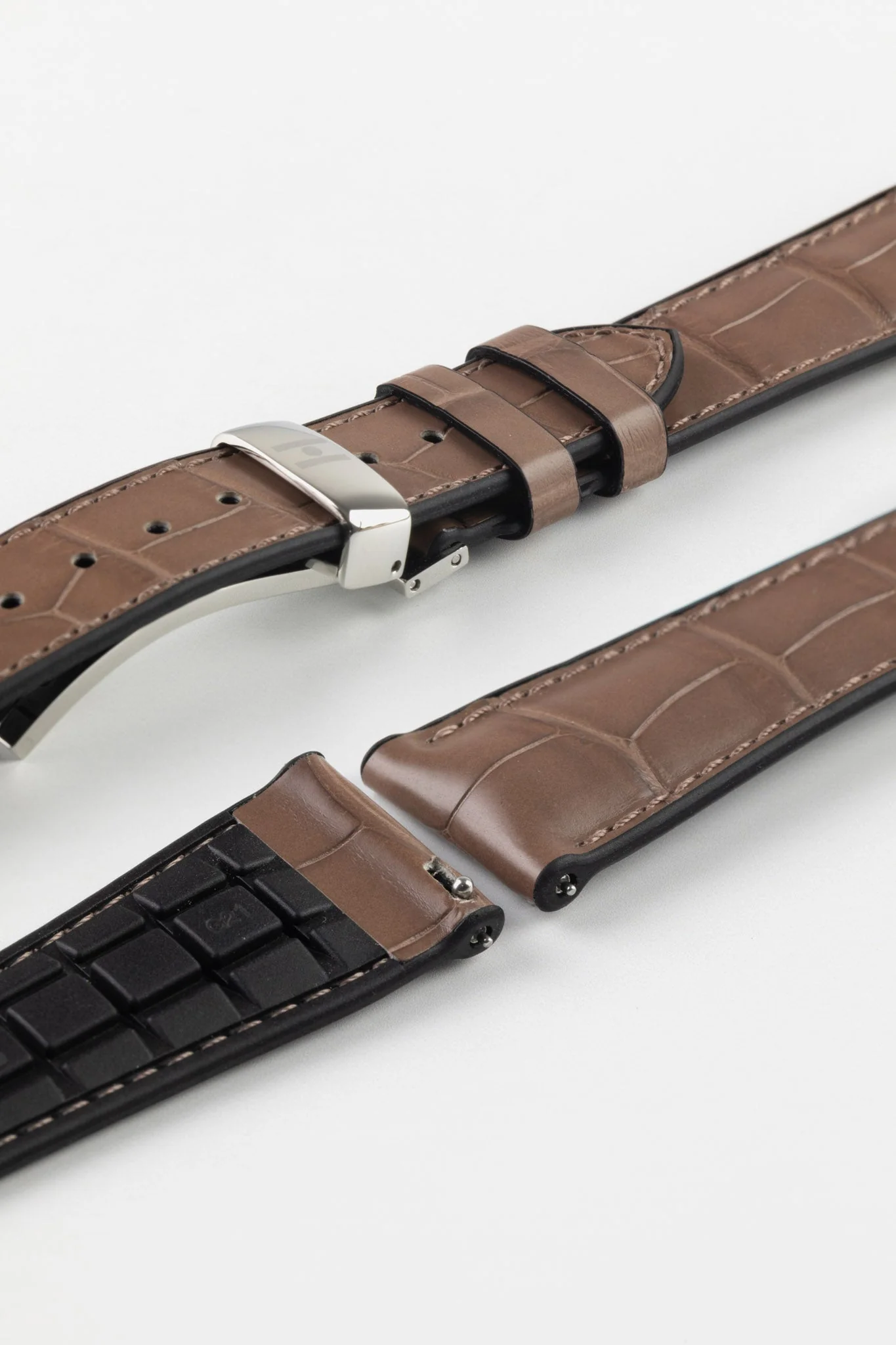Hirsch IAN Louisiana Alligator Leather Performance Watch Strap - WARM GREY - Image 10