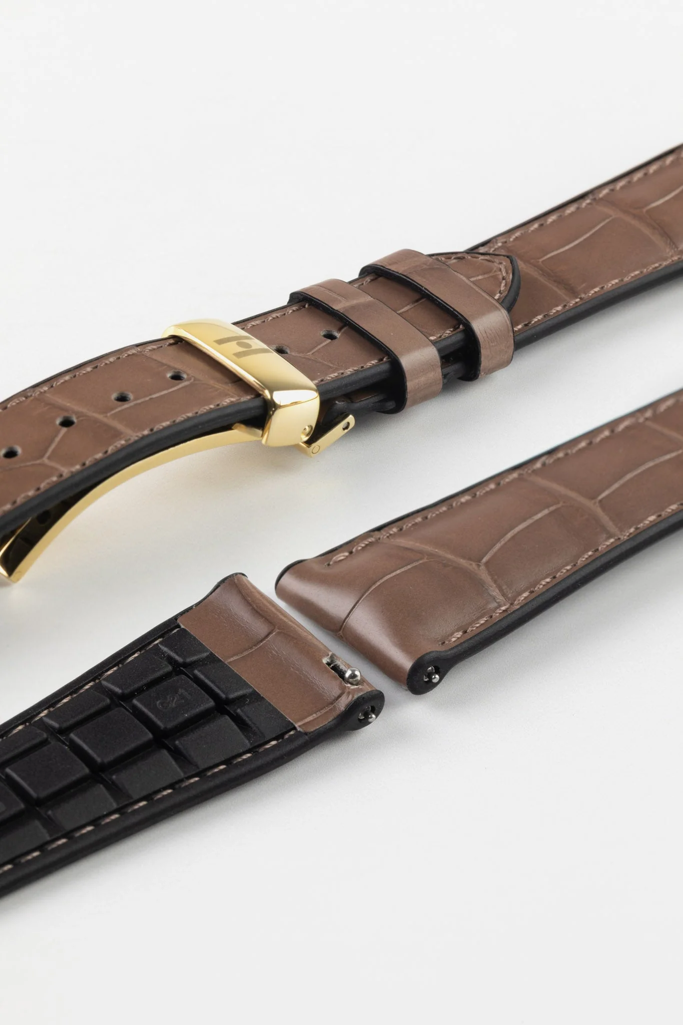 Hirsch IAN Louisiana Alligator Leather Performance Watch Strap - WARM GREY - Image 11