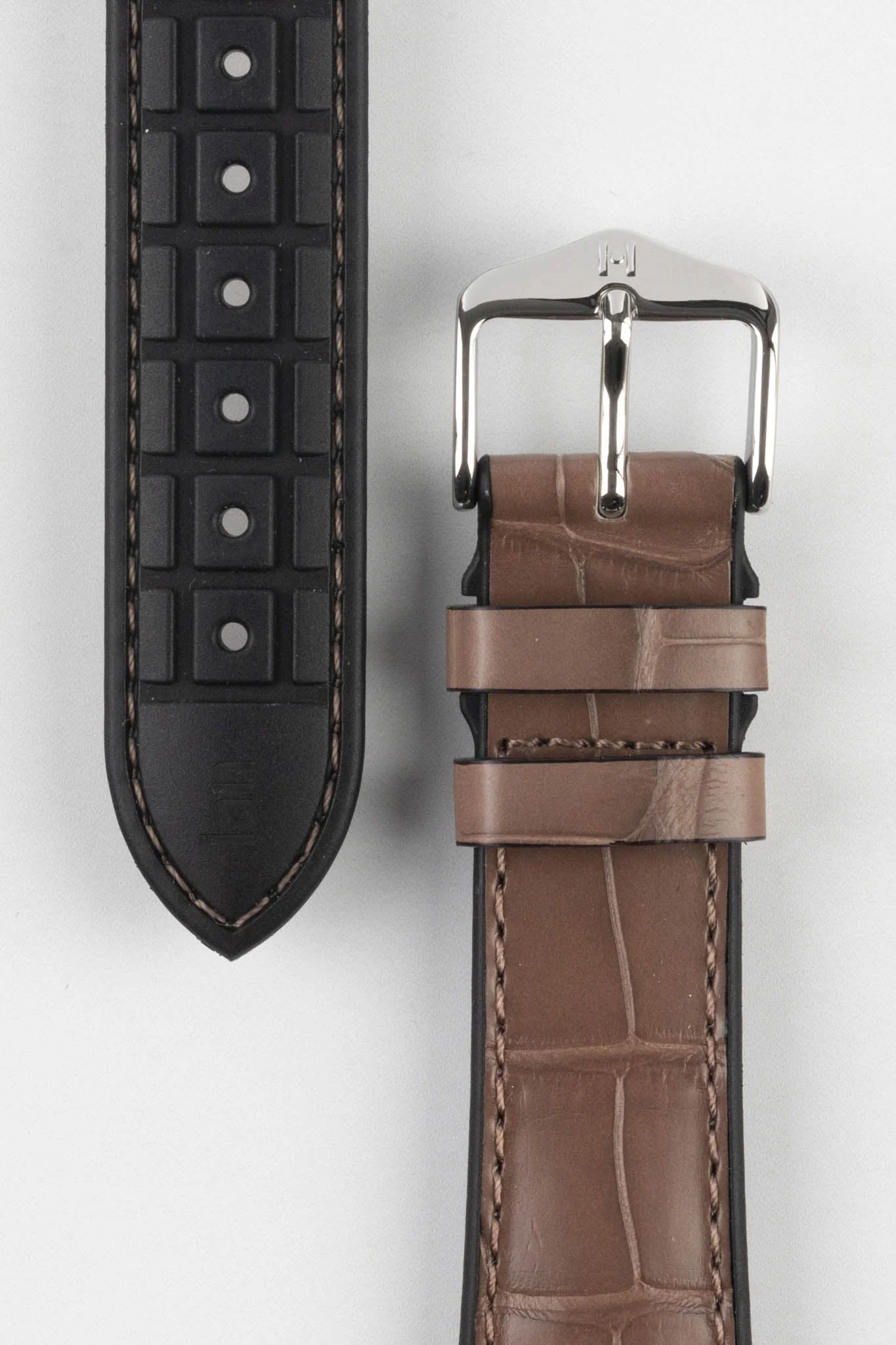 Hirsch IAN Louisiana Alligator Leather Performance Watch Strap - WARM GREY - Image 3