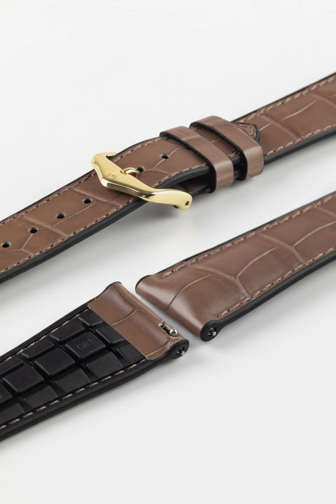 Hirsch IAN Louisiana Alligator Leather Performance Watch Strap - WARM GREY - Image 8