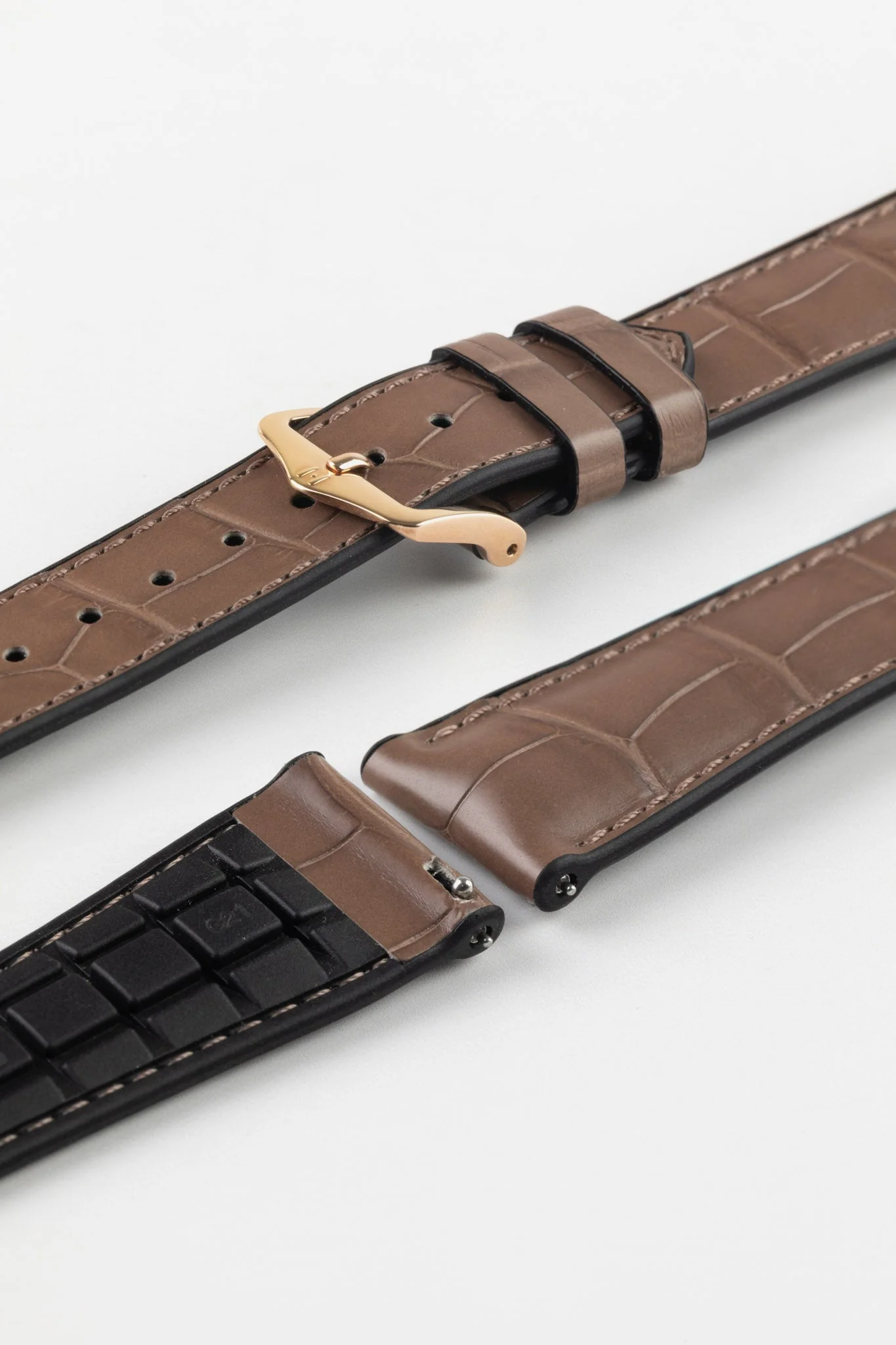 Hirsch IAN Louisiana Alligator Leather Performance Watch Strap - WARM GREY - Image 9
