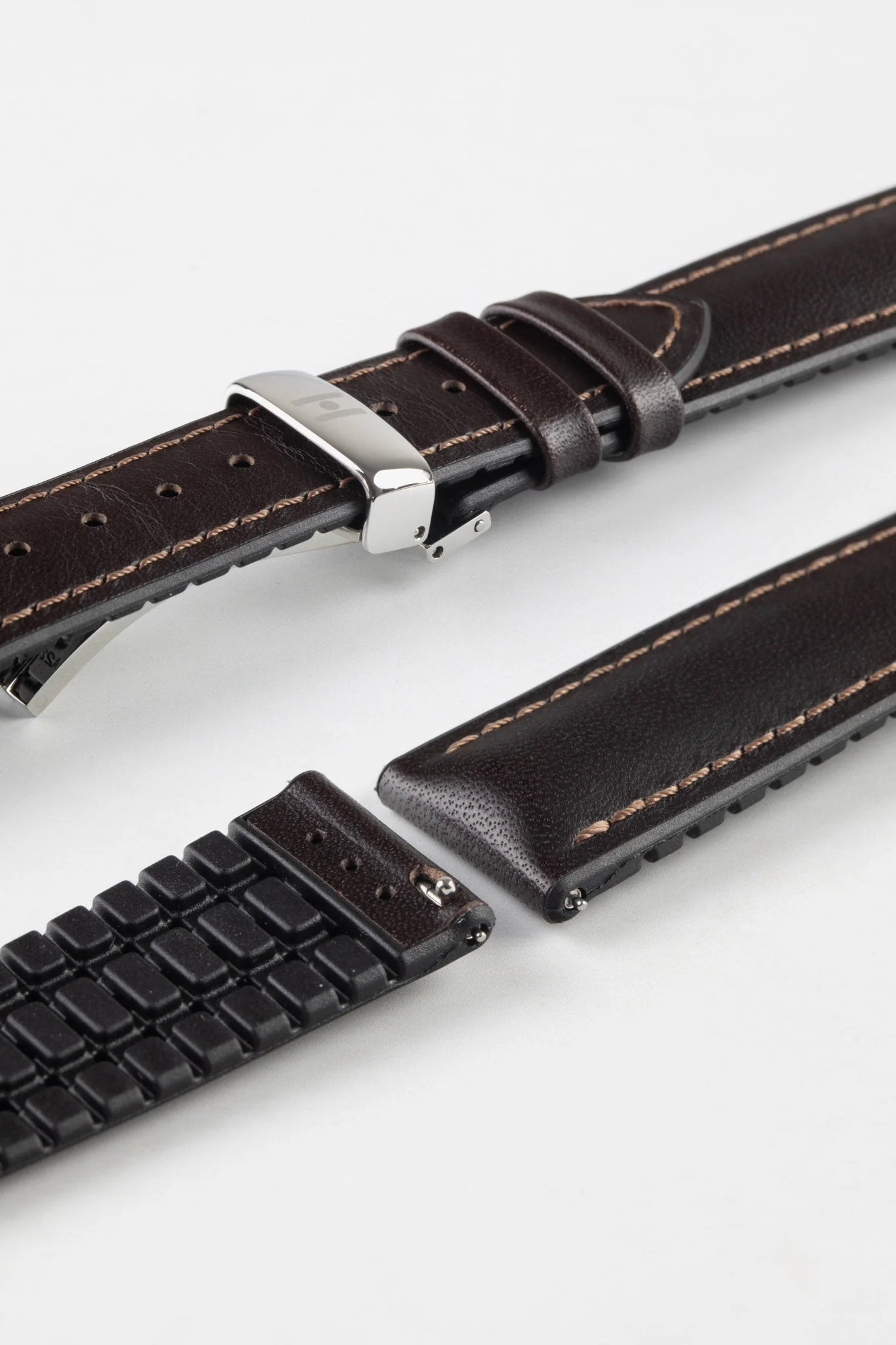 Hirsch JAMES Calf Leather Performance Watch Strap in BROWN - Image 11
