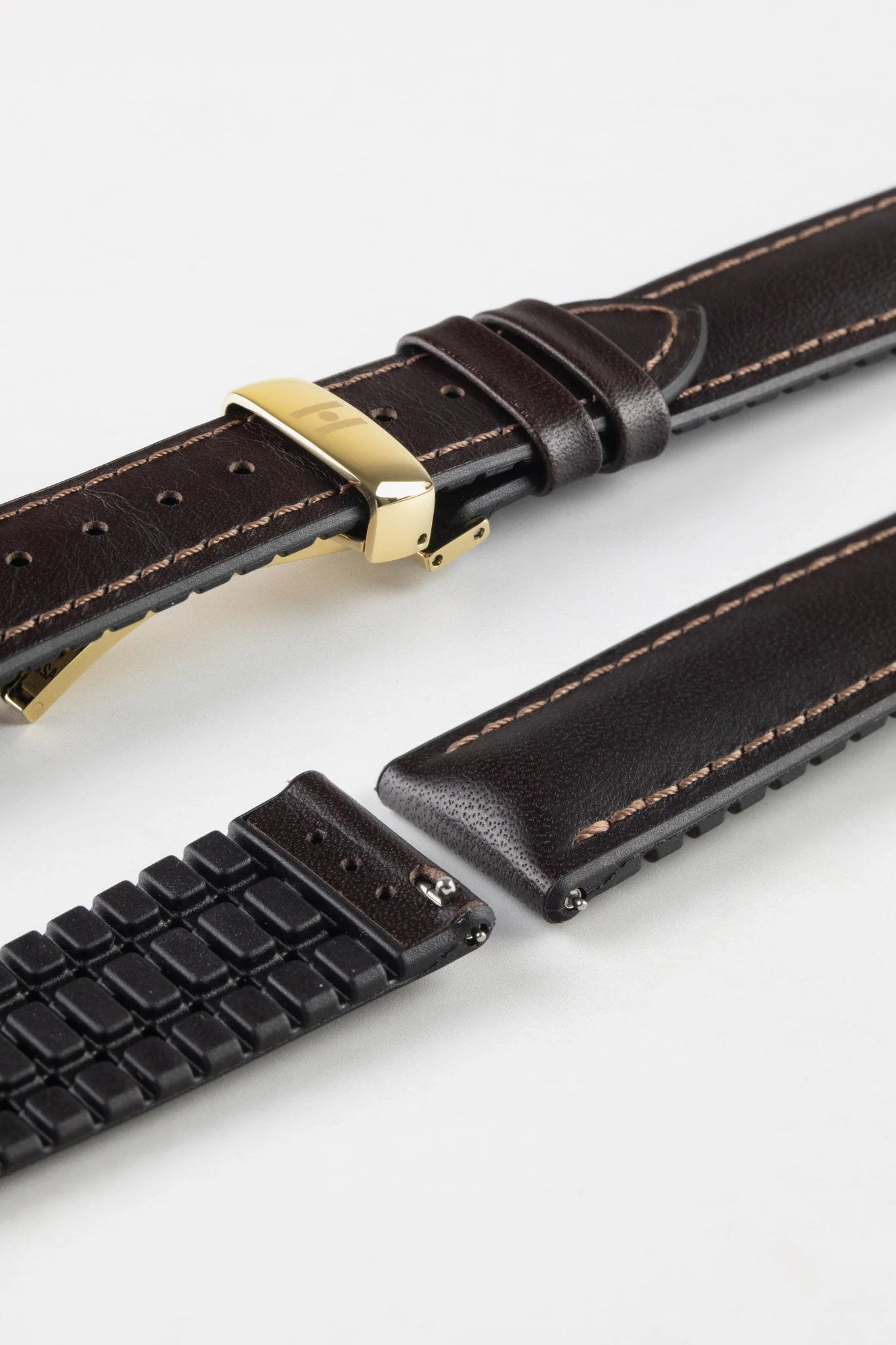 Hirsch JAMES Calf Leather Performance Watch Strap in BROWN - Image 12