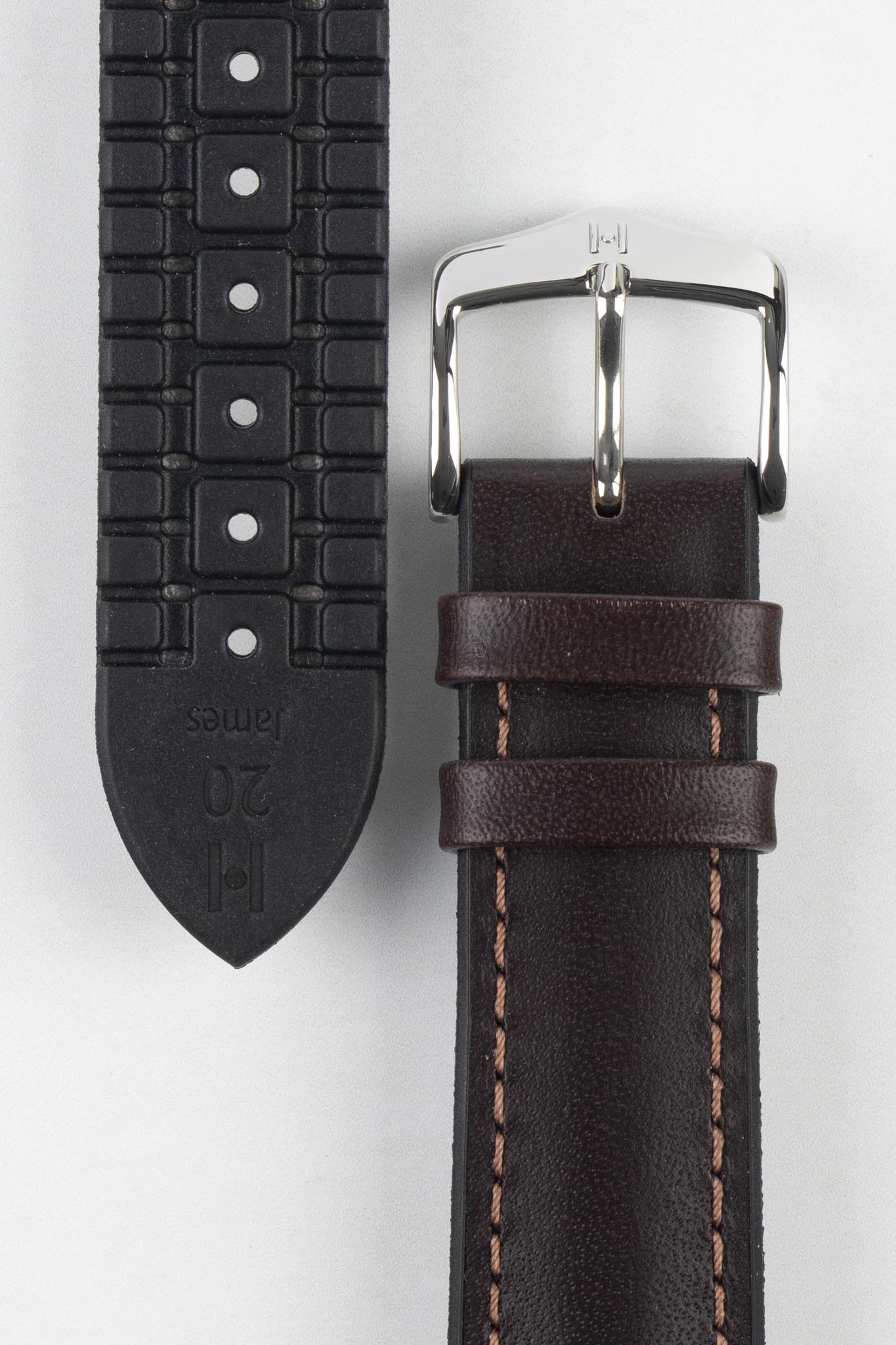 Hirsch JAMES Calf Leather Performance Watch Strap in BROWN - Image 3