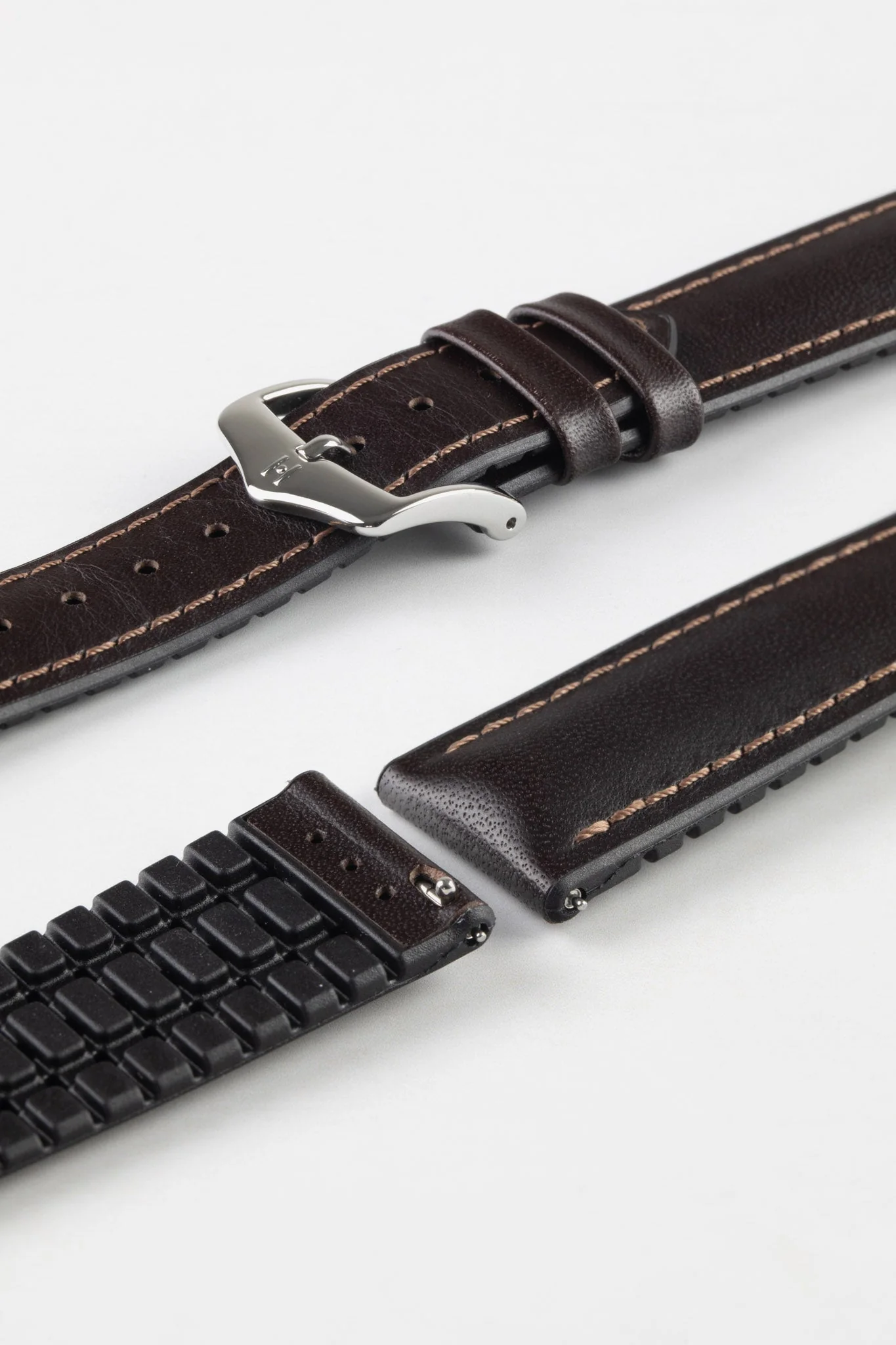 Hirsch JAMES Calf Leather Performance Watch Strap in BROWN - Image 7