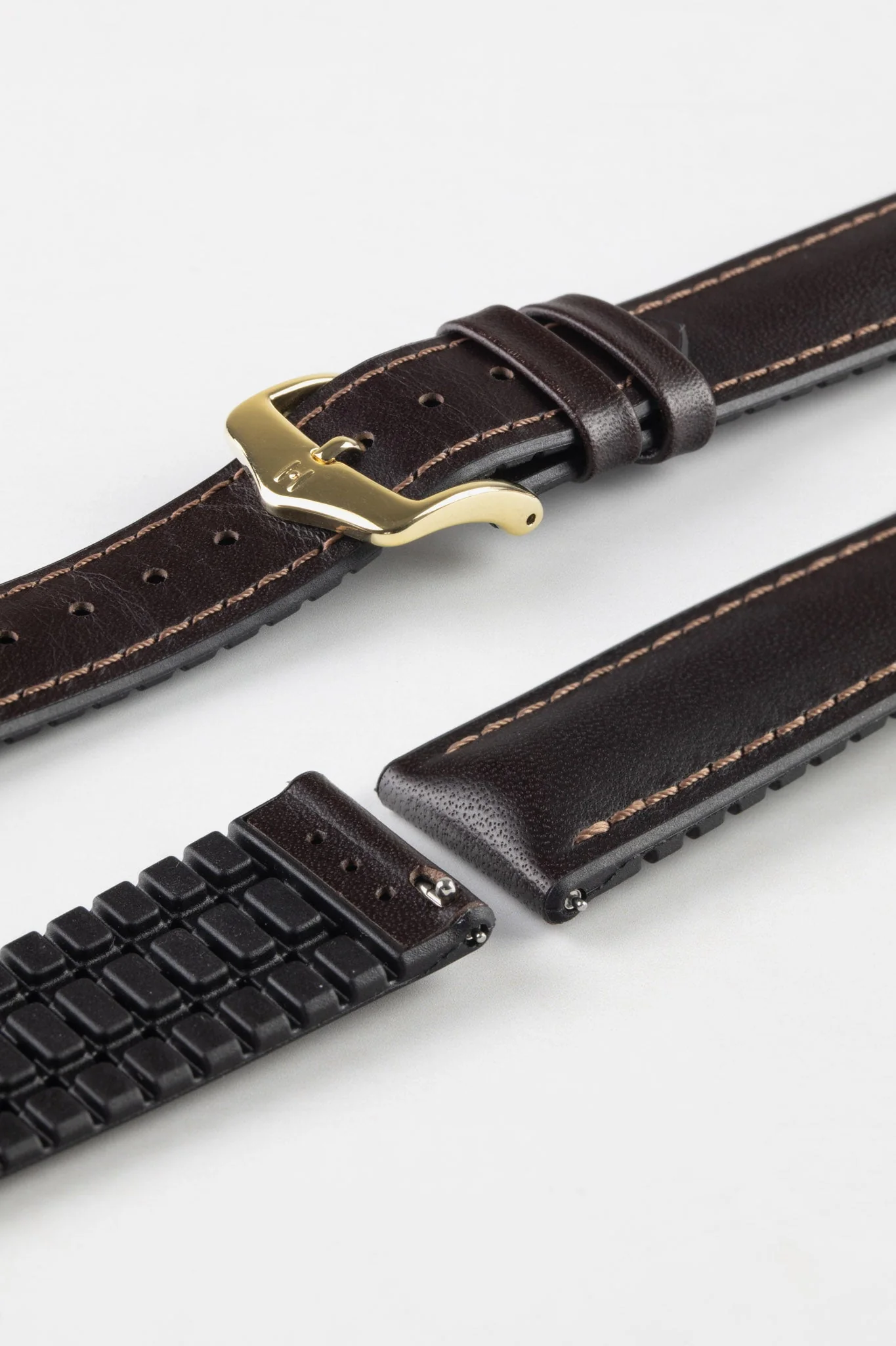 Hirsch JAMES Calf Leather Performance Watch Strap in BROWN - Image 8
