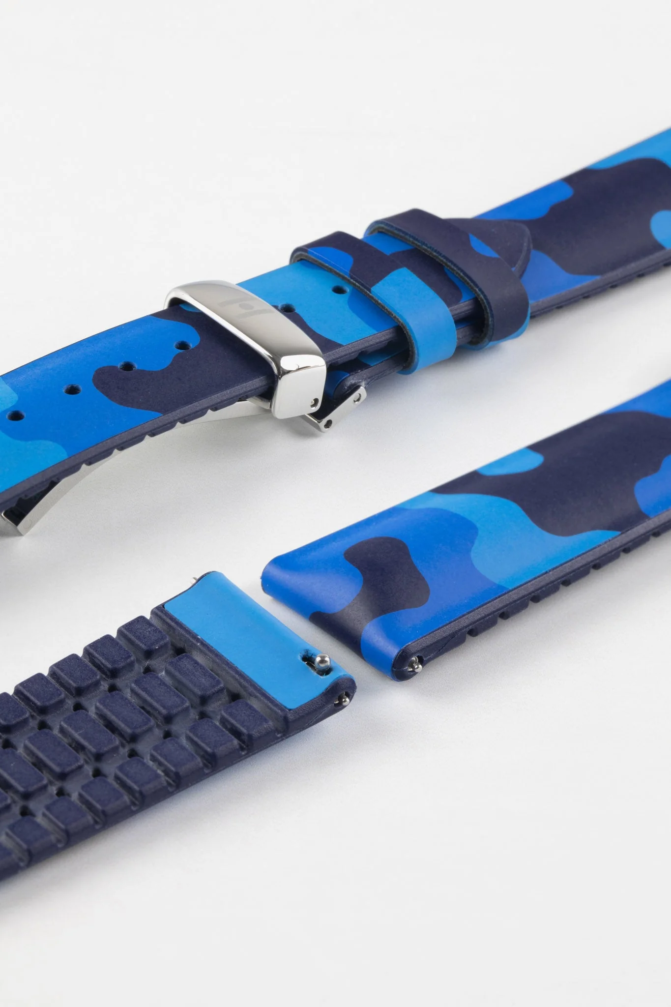 Hirsch JOHN Natural Rubber Performance Watch Strap in BLUE CAMOUFLAGE - Image 11