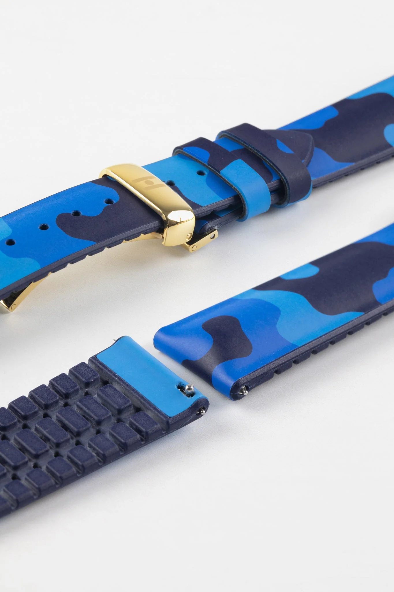Hirsch JOHN Natural Rubber Performance Watch Strap in BLUE CAMOUFLAGE - Image 12