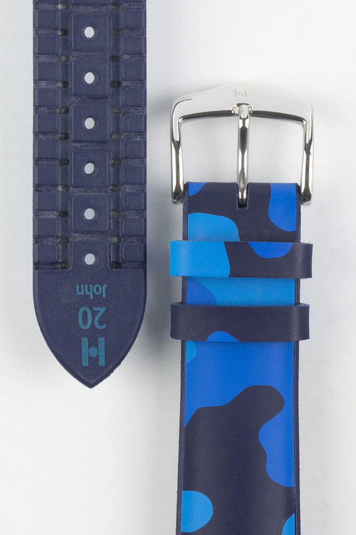 Hirsch JOHN Natural Rubber Performance Watch Strap in BLUE CAMOUFLAGE - Image 3
