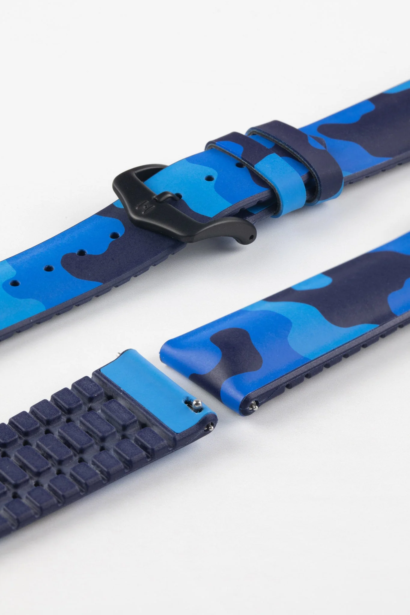 Hirsch JOHN Natural Rubber Performance Watch Strap in BLUE CAMOUFLAGE - Image 9