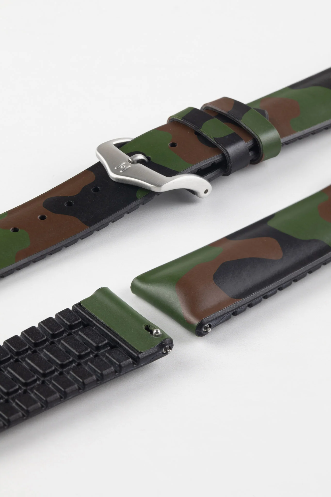 Hirsch JOHN Natural Rubber Green Camo Performance Watch Strap - Image 10