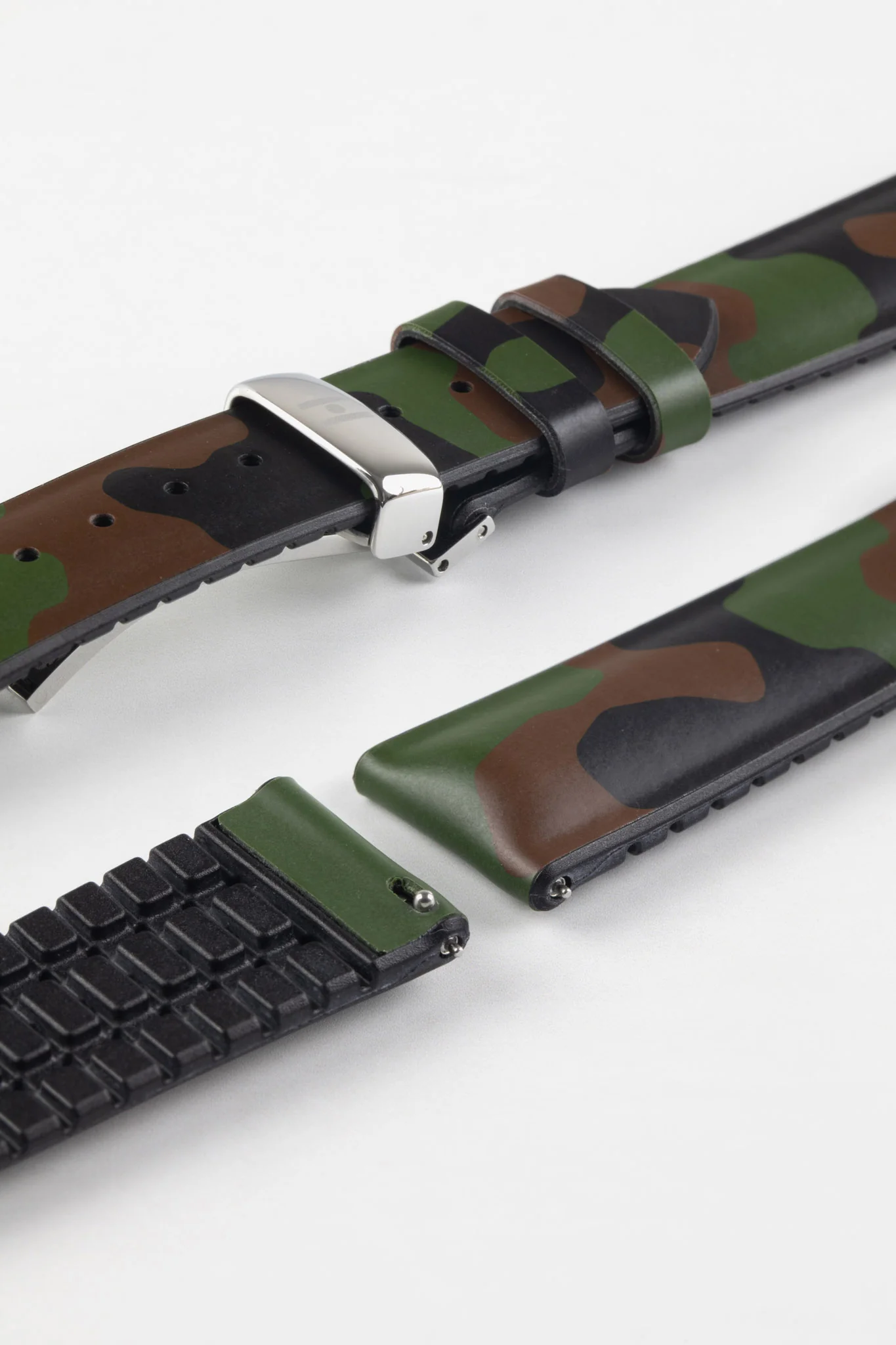 Hirsch JOHN Natural Rubber Green Camo Performance Watch Strap - Image 11