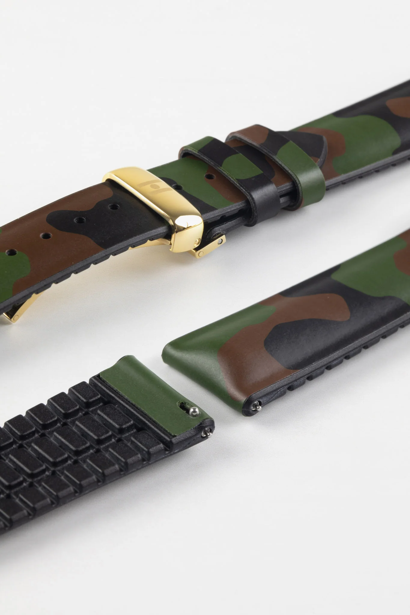 Hirsch JOHN Natural Rubber Green Camo Performance Watch Strap - Image 12