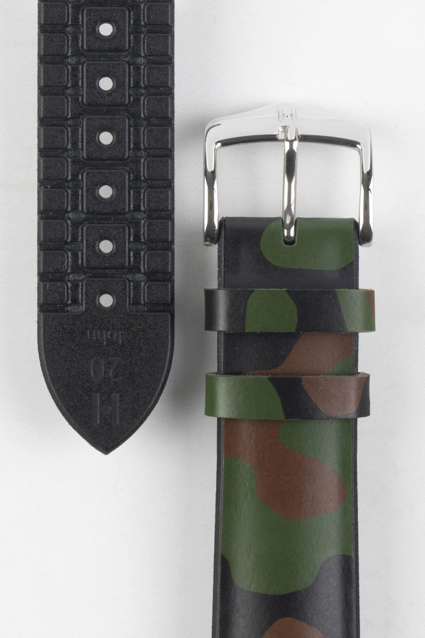 Hirsch JOHN Natural Rubber Green Camo Performance Watch Strap - Image 3