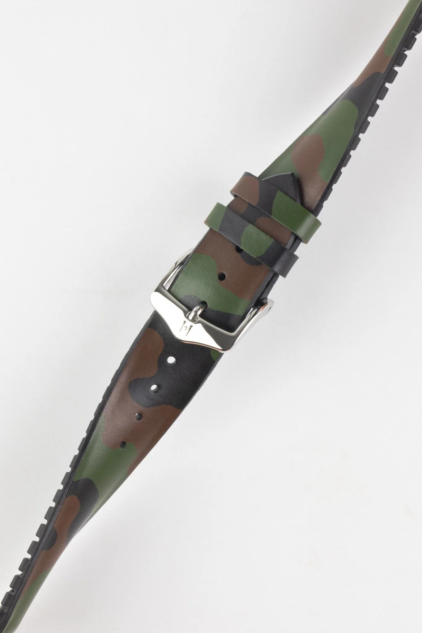 Hirsch JOHN Natural Rubber Green Camo Performance Watch Strap - Image 5