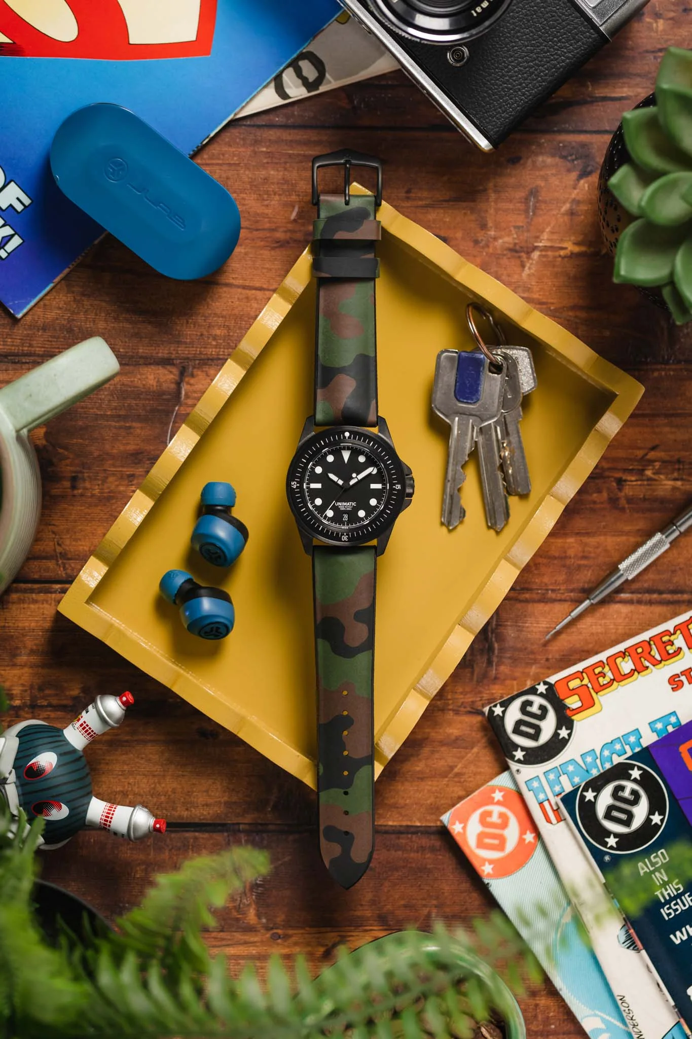 Hirsch JOHN Natural Rubber Green Camo Performance Watch Strap - Image 6