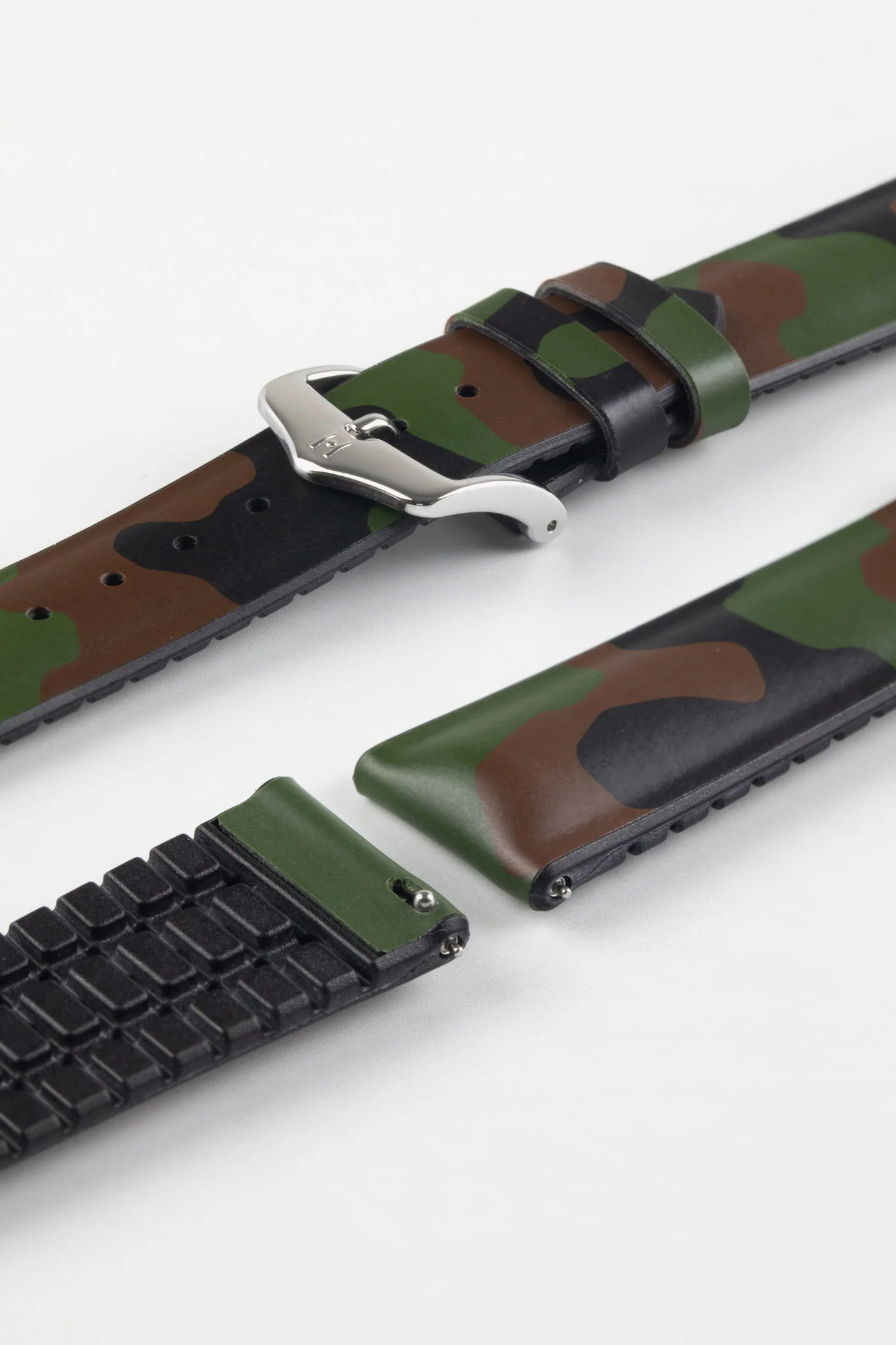 Hirsch JOHN Natural Rubber Green Camo Performance Watch Strap - Image 7