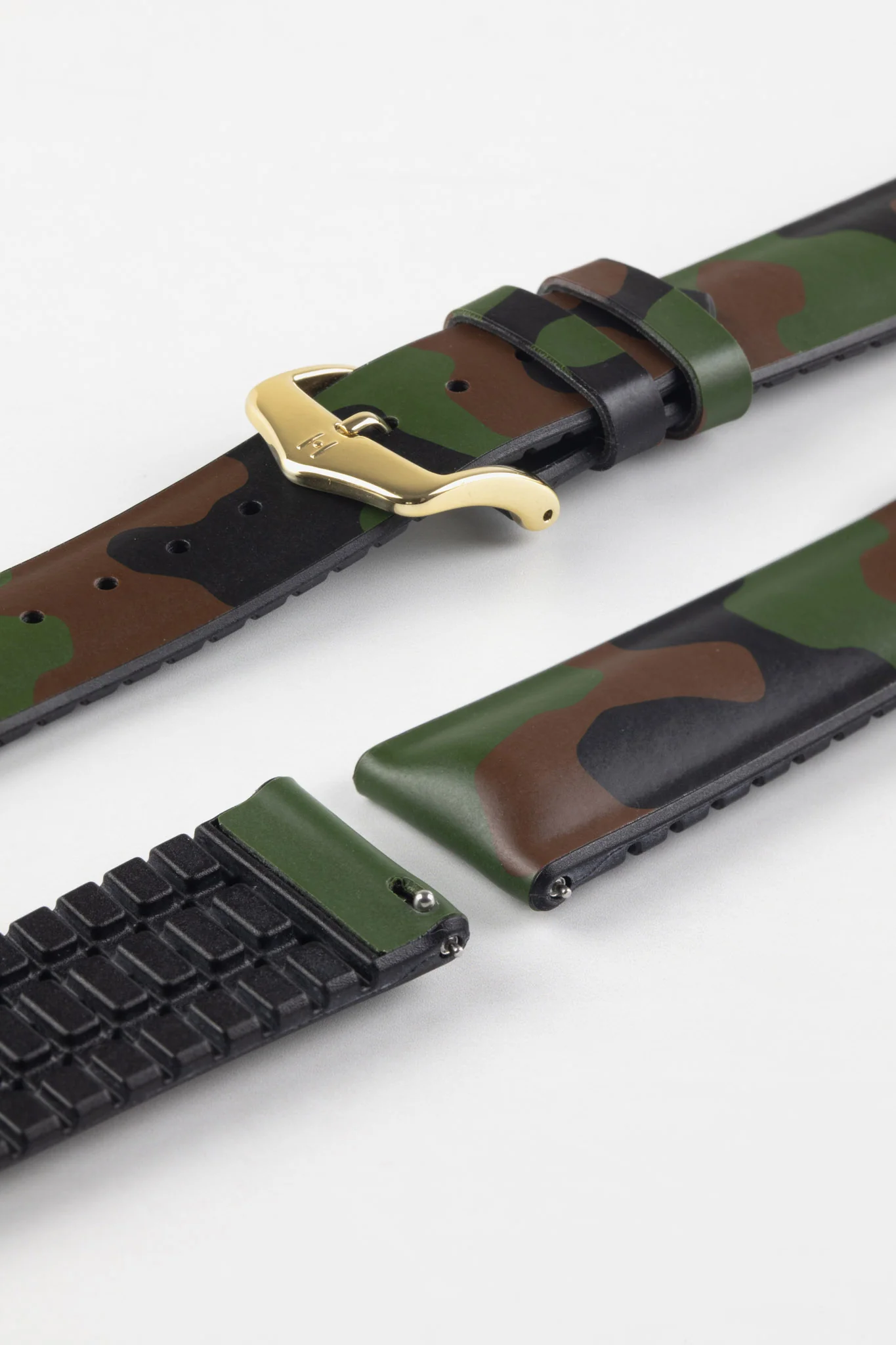 Hirsch JOHN Natural Rubber Green Camo Performance Watch Strap - Image 8
