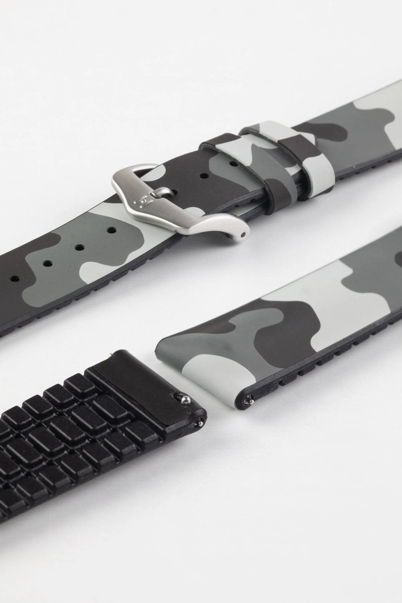 Hirsch JOHN Natural Rubber Performance Watch Strap in GREY CAMOUFLAGE - Image 10