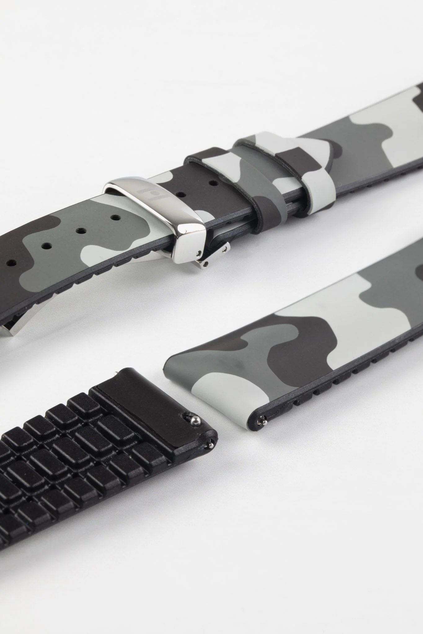 Hirsch JOHN Natural Rubber Performance Watch Strap in GREY CAMOUFLAGE - Image 11
