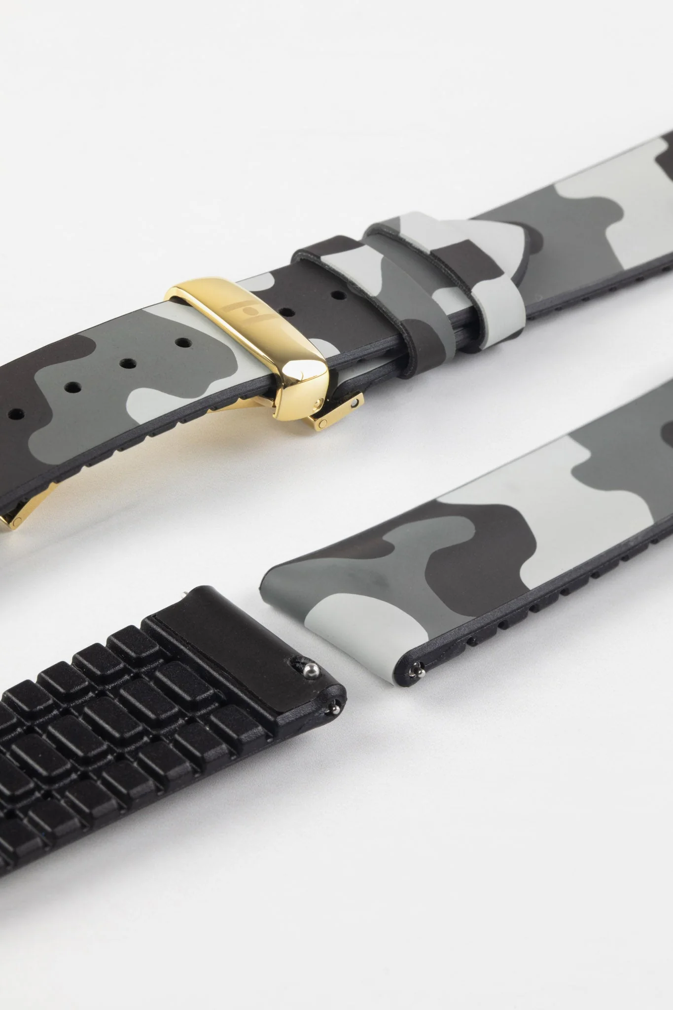 Hirsch JOHN Natural Rubber Performance Watch Strap in GREY CAMOUFLAGE - Image 12