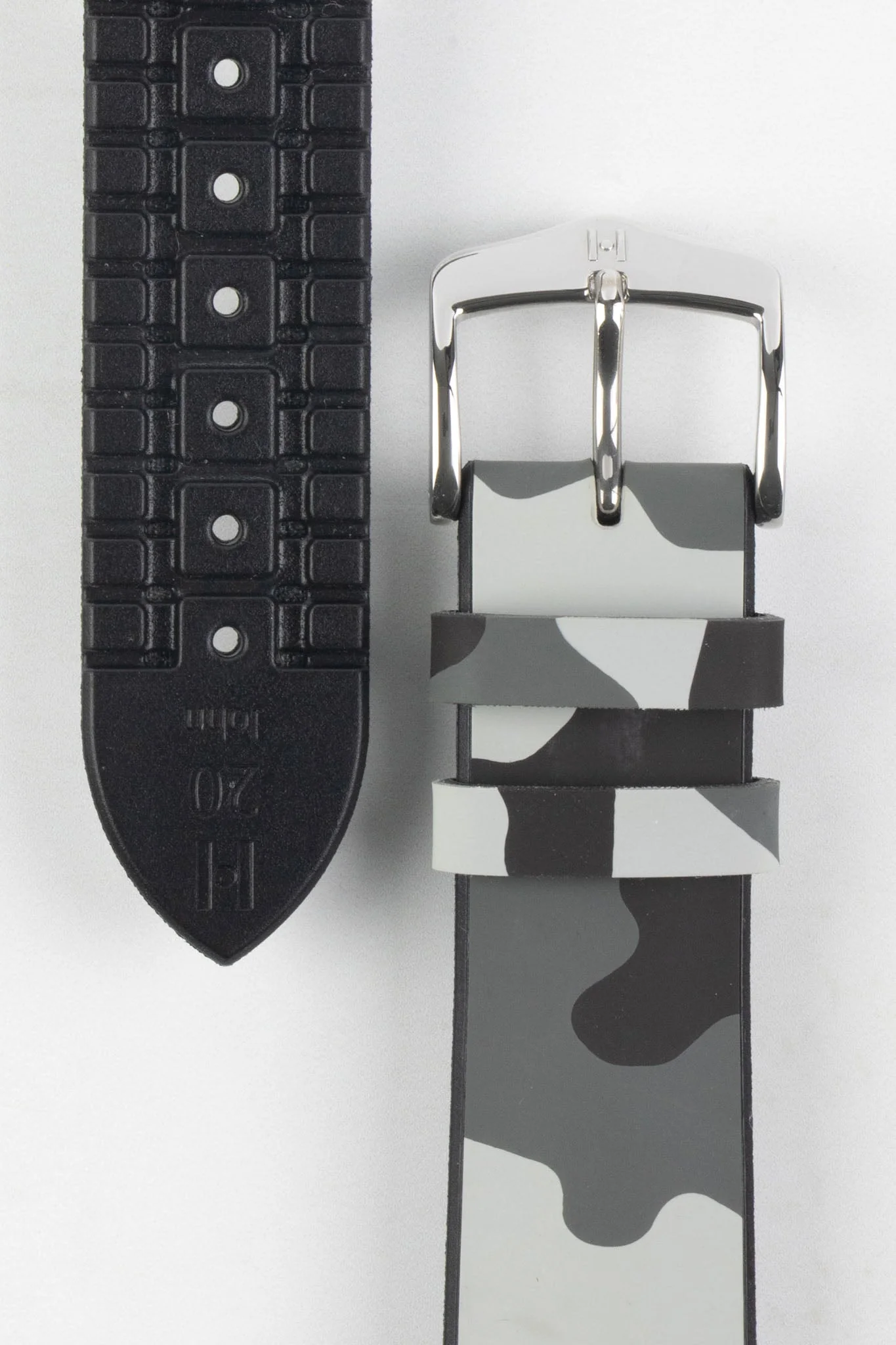 Hirsch JOHN Natural Rubber Performance Watch Strap in GREY CAMOUFLAGE - Image 3