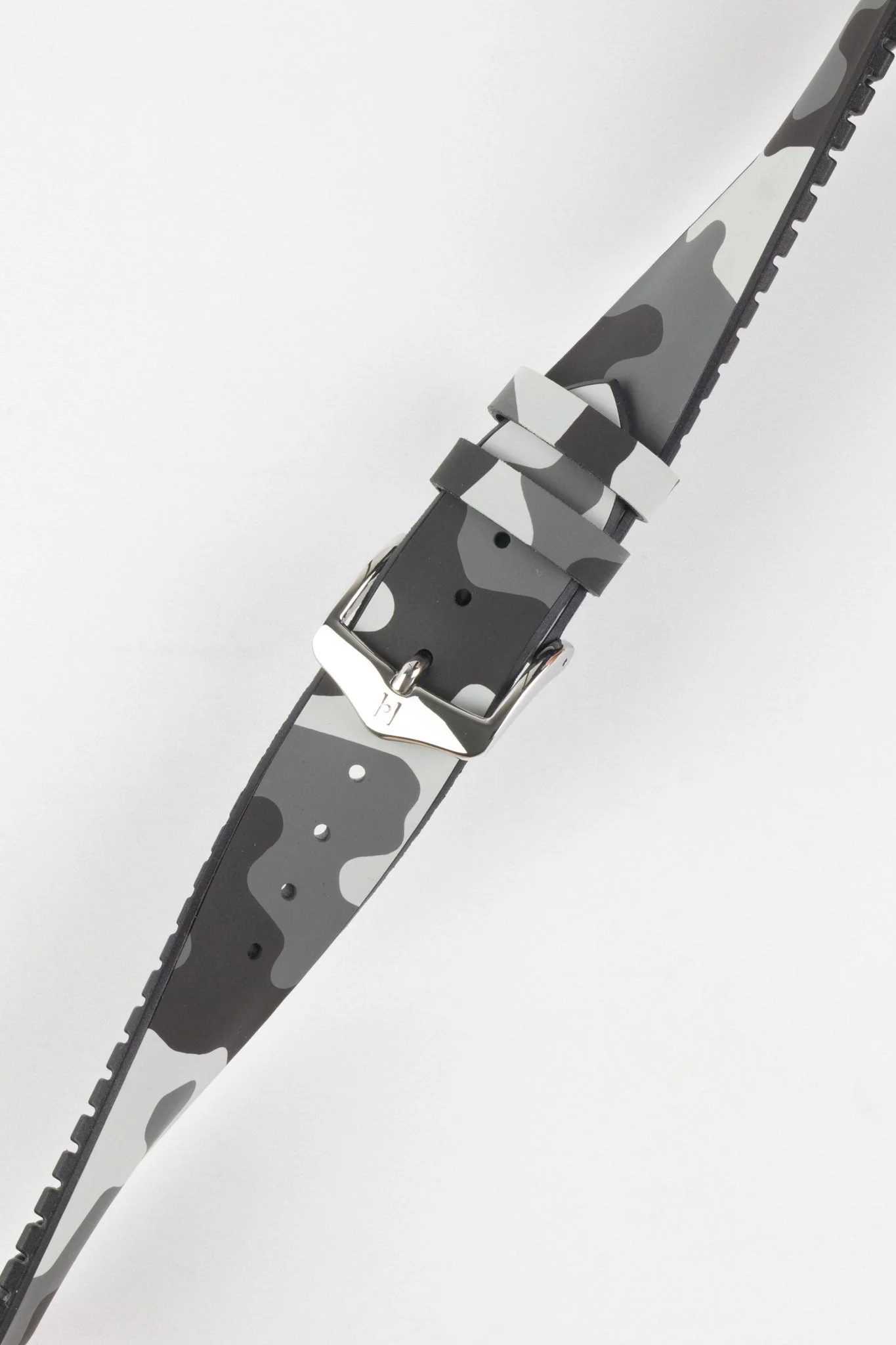 Hirsch JOHN Natural Rubber Performance Watch Strap in GREY CAMOUFLAGE - Image 5