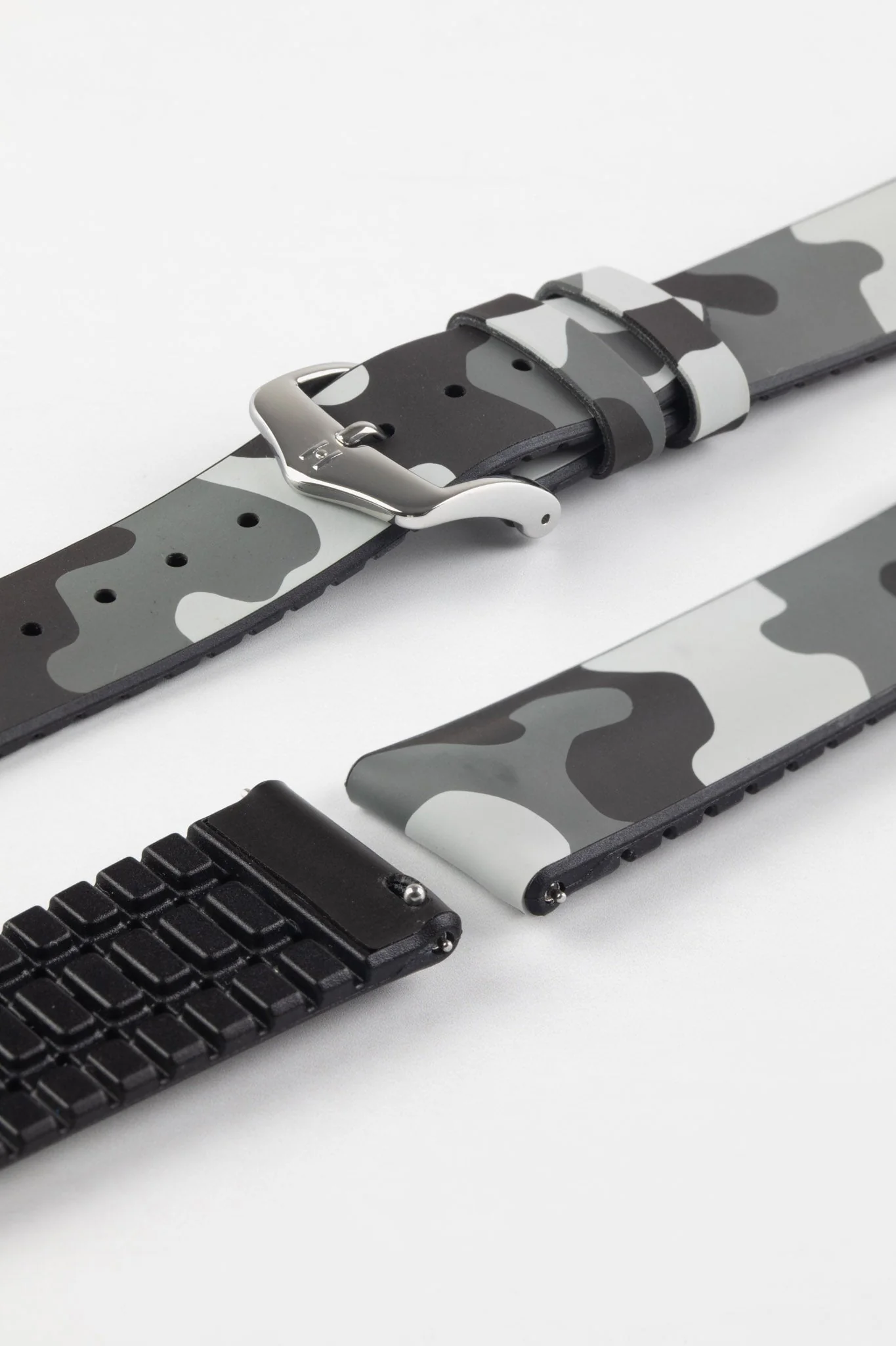 Hirsch JOHN Natural Rubber Performance Watch Strap in GREY CAMOUFLAGE - Image 7