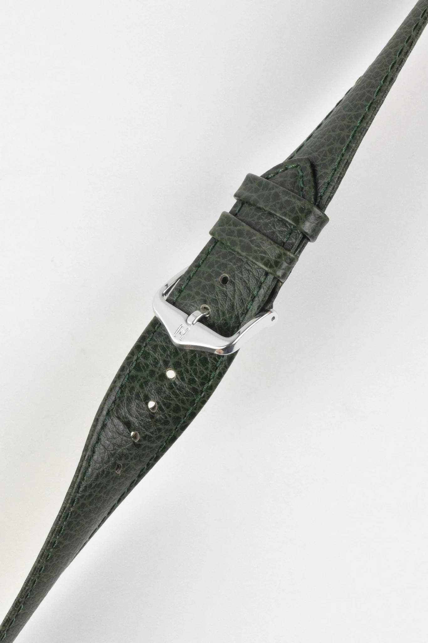 Hirsch KANSAS Buffalo Embossed Calf Leather Watch Strap in GREEN - Image 5