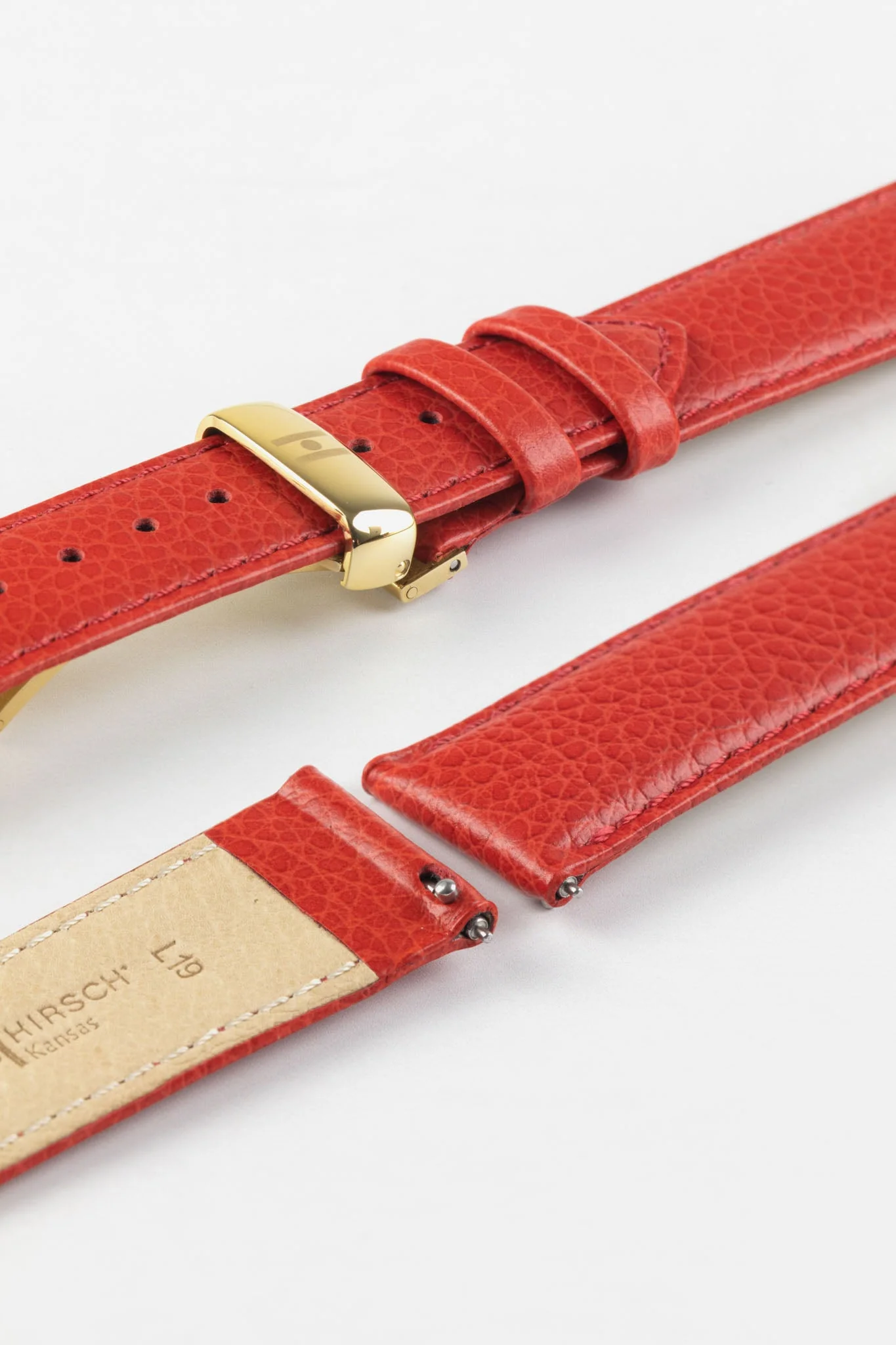 Hirsch KANSAS Buffalo Embossed Calf Leather in RED with Red Stitch - Image 10