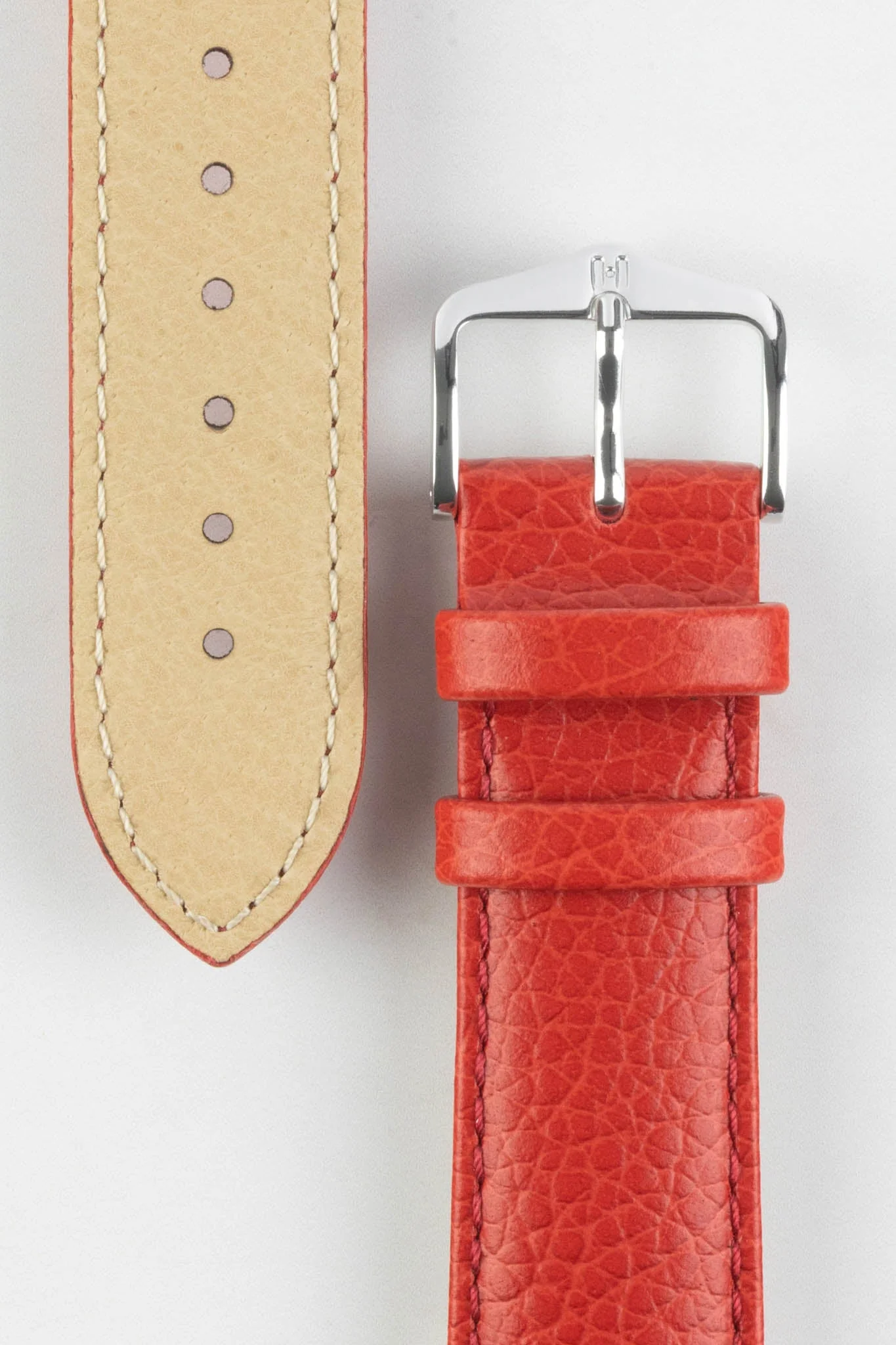 Hirsch KANSAS Buffalo Embossed Calf Leather in RED with Red Stitch - Image 3
