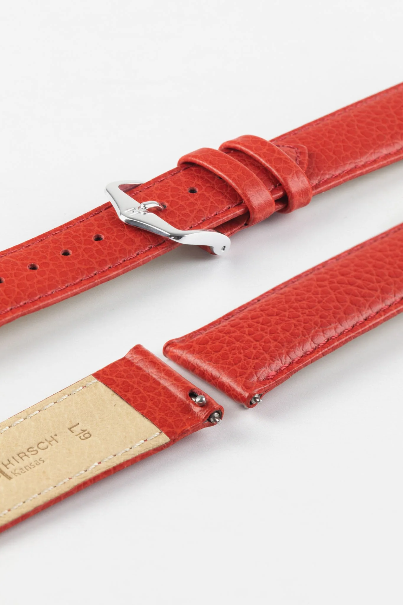 Hirsch KANSAS Buffalo Embossed Calf Leather in RED with Red Stitch - Image 7