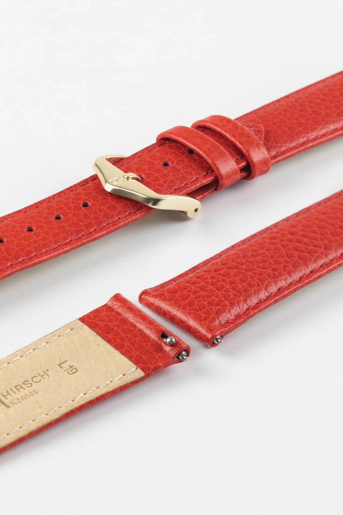 Hirsch KANSAS Buffalo Embossed Calf Leather in RED with Red Stitch - Image 8