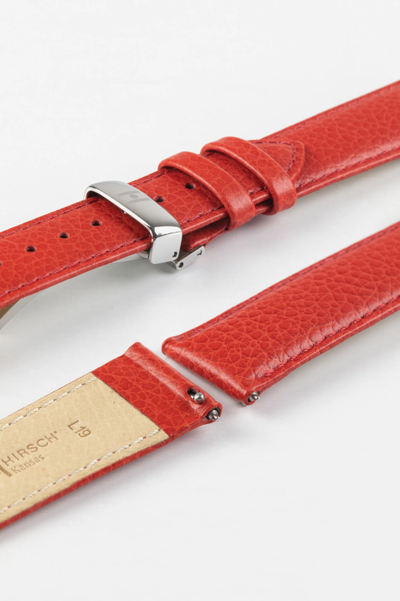 Hirsch KANSAS Buffalo Embossed Calf Leather in RED with Red Stitch - Image 9