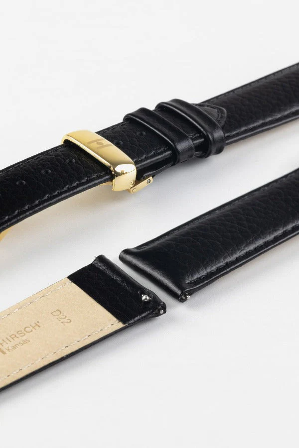 Hirsch KANSAS Buffalo Embossed Calf Leather in BLACK with Black Stitch - Image 10