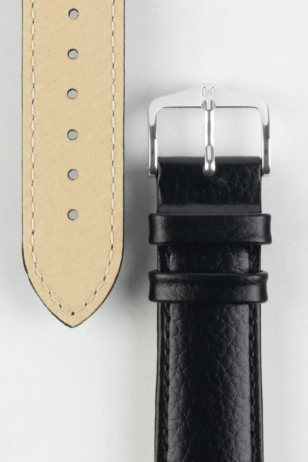 Hirsch KANSAS Buffalo Embossed Calf Leather in BLACK with Black Stitch - Image 3
