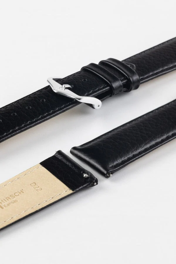 Hirsch KANSAS Buffalo Embossed Calf Leather in BLACK with Black Stitch - Image 7