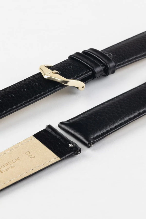 Hirsch KANSAS Buffalo Embossed Calf Leather in BLACK with Black Stitch - Image 8