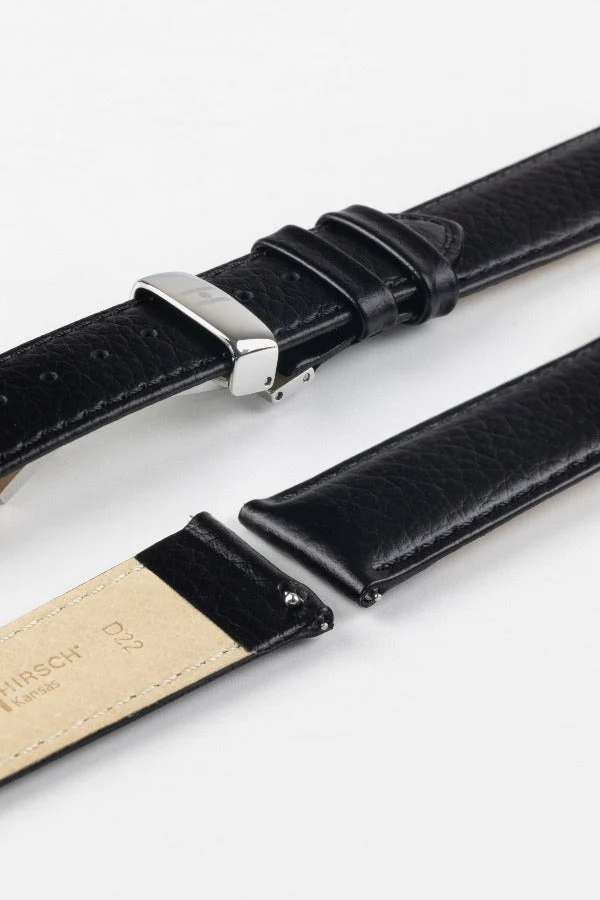 Hirsch KANSAS Buffalo Embossed Calf Leather in BLACK with Black Stitch - Image 9