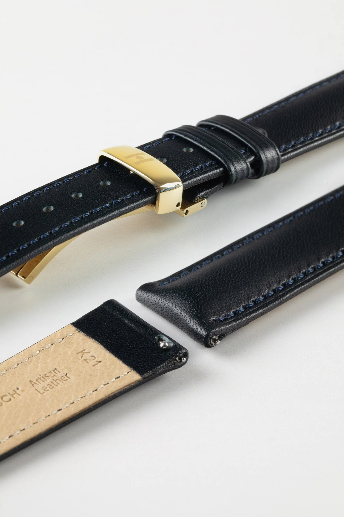 Hirsch KENT Textured Natural Leather Watch Strap in DEEP BLUE - Image 10