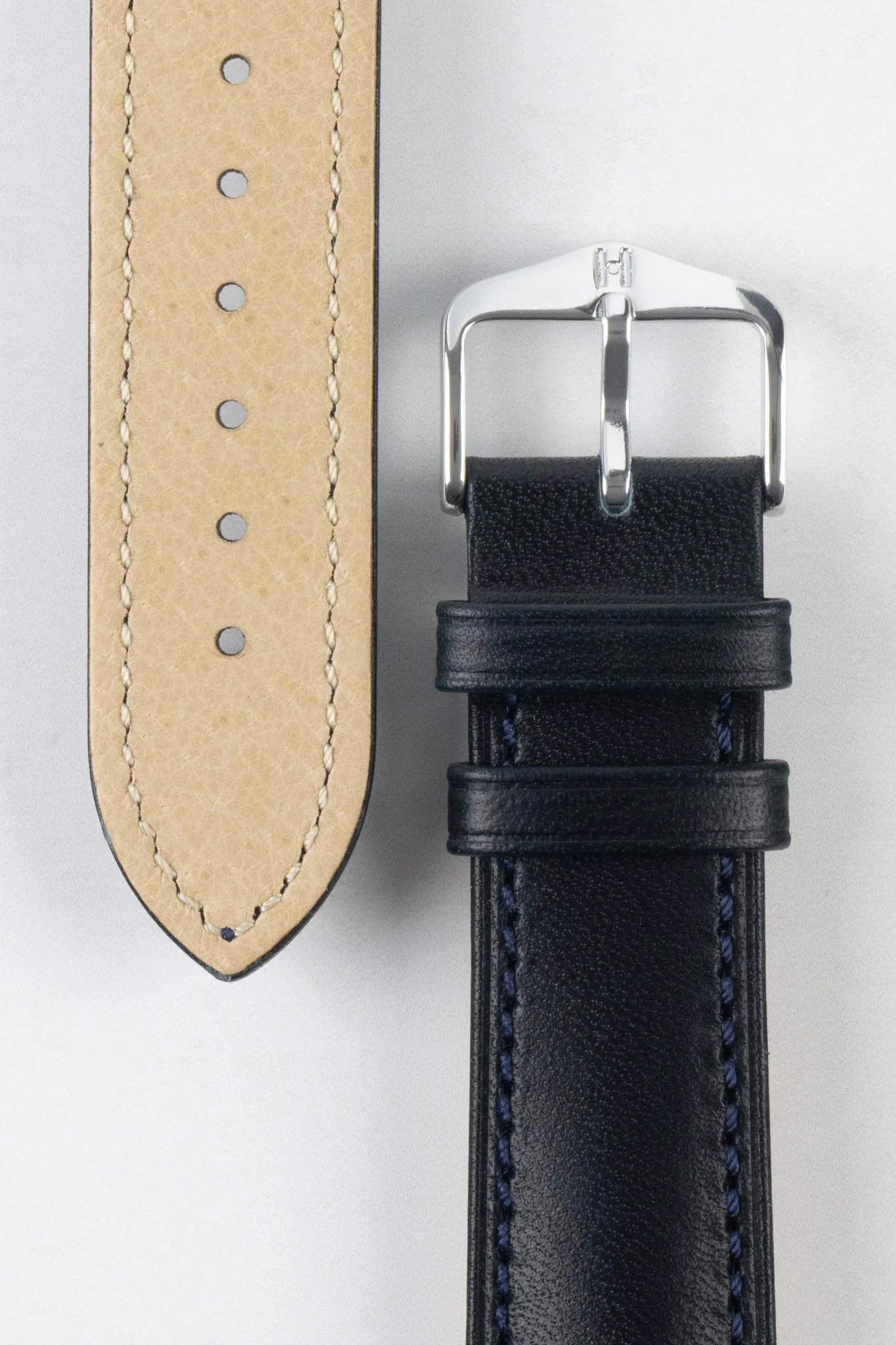 Hirsch KENT Textured Natural Leather Watch Strap in DEEP BLUE - Image 3