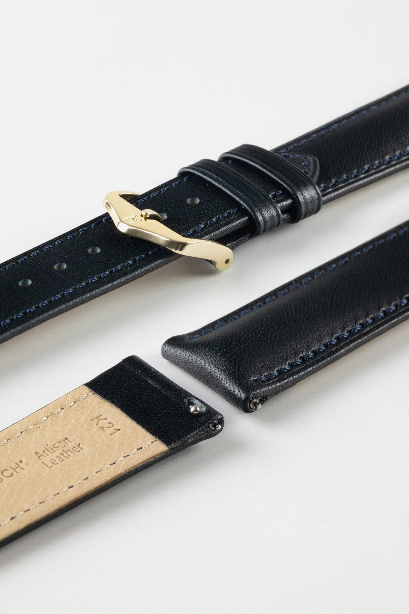 Hirsch KENT Textured Natural Leather Watch Strap in DEEP BLUE - Image 8