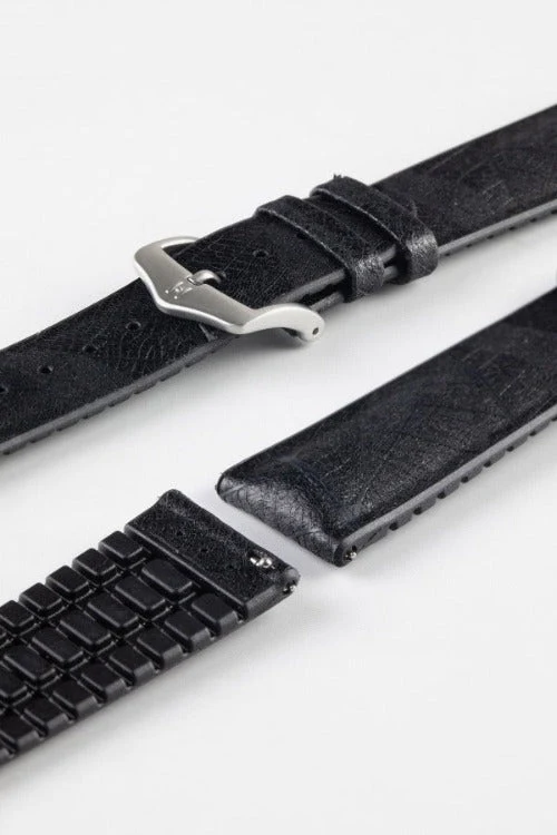 Hirsch LEAF Vegan Performance Rubber Watch Strap in BLACK - Image 10