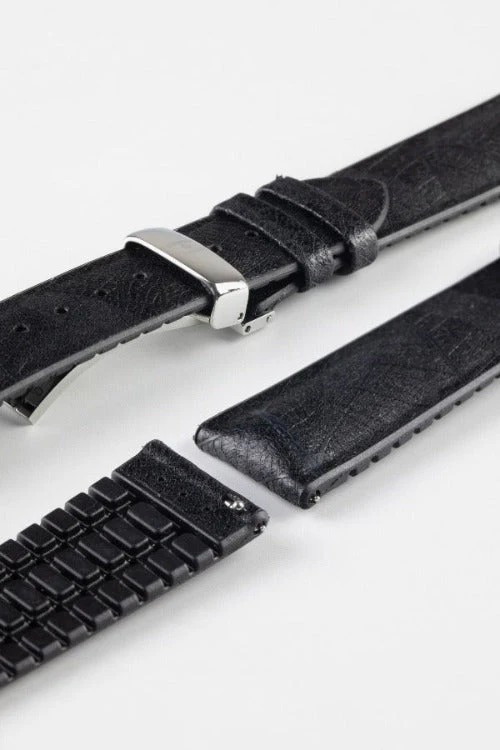 Hirsch LEAF Vegan Performance Rubber Watch Strap in BLACK - Image 11