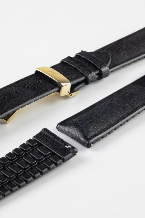 Hirsch LEAF Vegan Performance Rubber Watch Strap in BLACK - Image 12