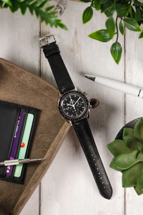 Hirsch LEAF Vegan Performance Rubber Watch Strap in BLACK - Image 13
