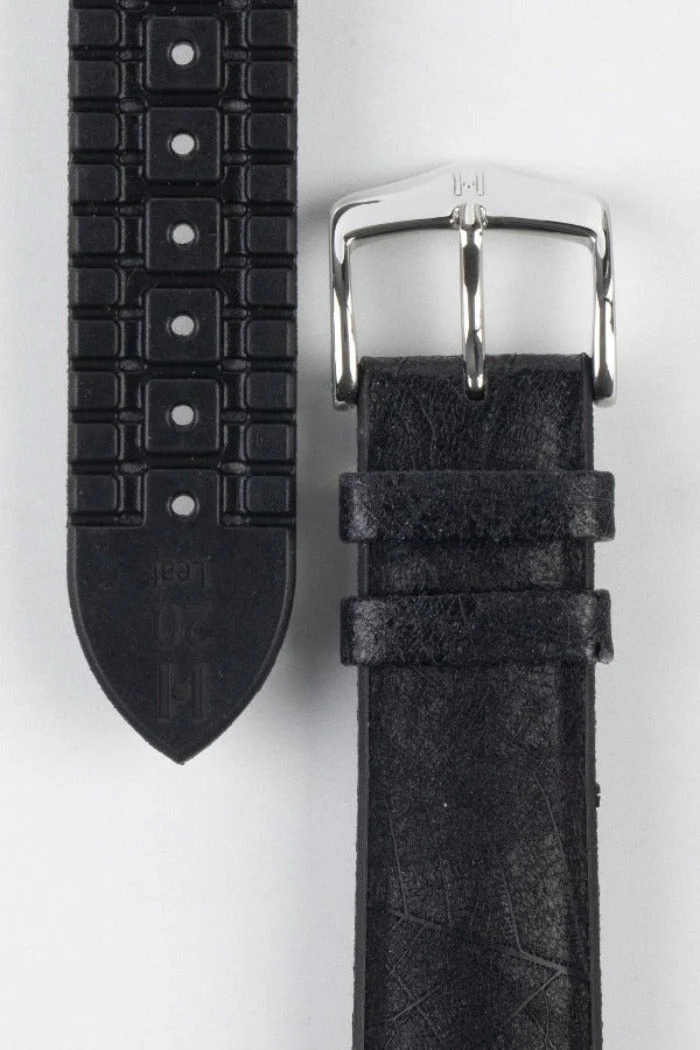 Hirsch LEAF Vegan Performance Rubber Watch Strap in BLACK - Image 3