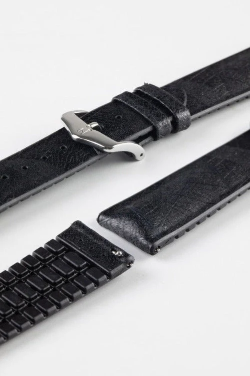 Hirsch LEAF Vegan Performance Rubber Watch Strap in BLACK - Image 7
